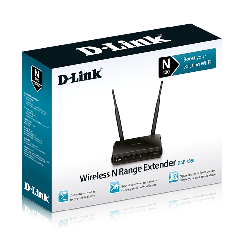 D-Link Wireless N Range Extender , DAP-1360 - Black