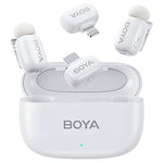 Boya Mini-13 2in1 2.4GHz Dual Channel Wireless Microphone With Noise Cancelling, Lightning and Type-C Receiver - White