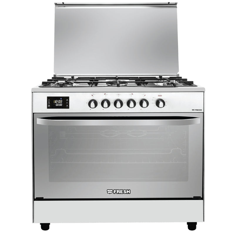 Fresh Hammer Gas Cooker, Digital, 5 Burners, 90x60Cm, 500016949 - Silver