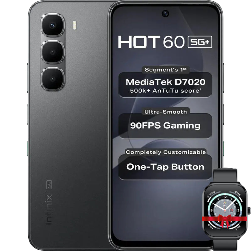 Infinix Hot 60 5G, 6GB Ram, 128GB - Sleek Black