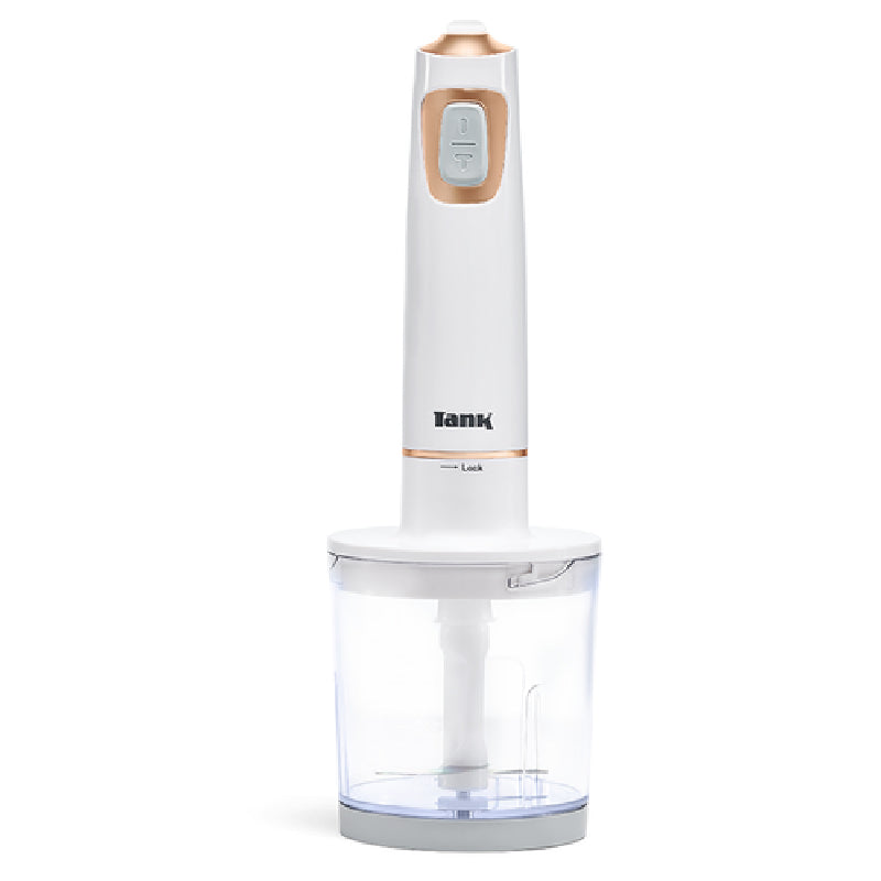 Tank Hand Blender With Chopper, 5 Speed Control + Turbo, 600 Watts, CM-6003-1 - Gold&White
