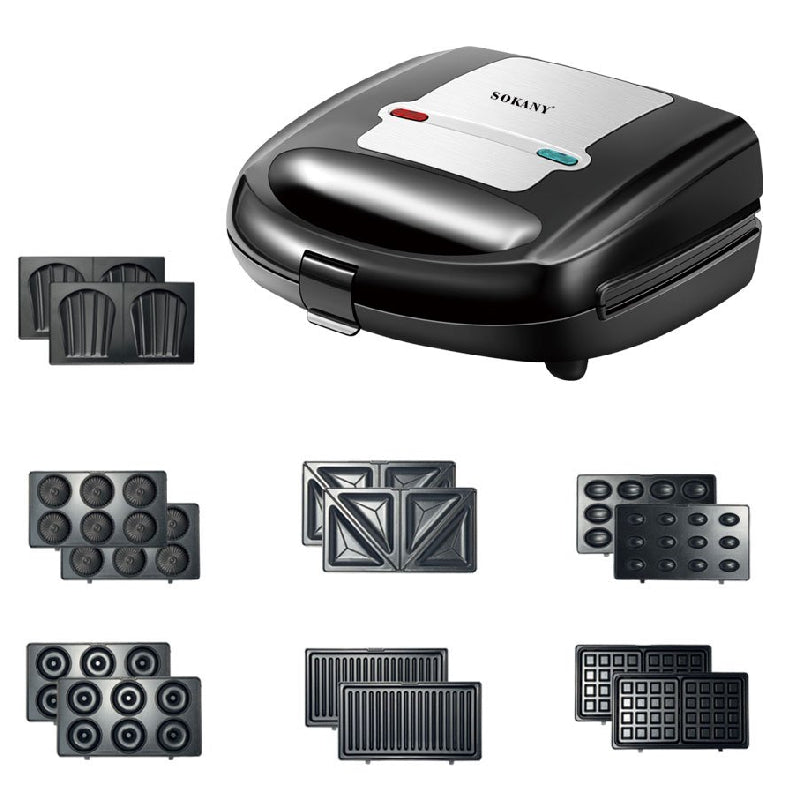 Sokany 7in1 Sandwich Maker, 750Watt, SK-B907 - Black