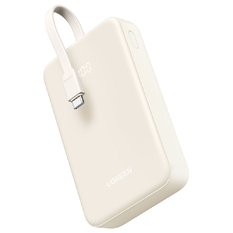 Ugreen P521 Power Bank With Built In Cable Type-C, 30W, 20000mAh - Beige