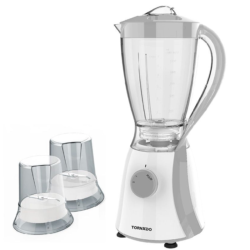 Tornado Electric Blender, 600 Watt, 1.5 Liter, 2 Mills, TB-600/2 - Gray
