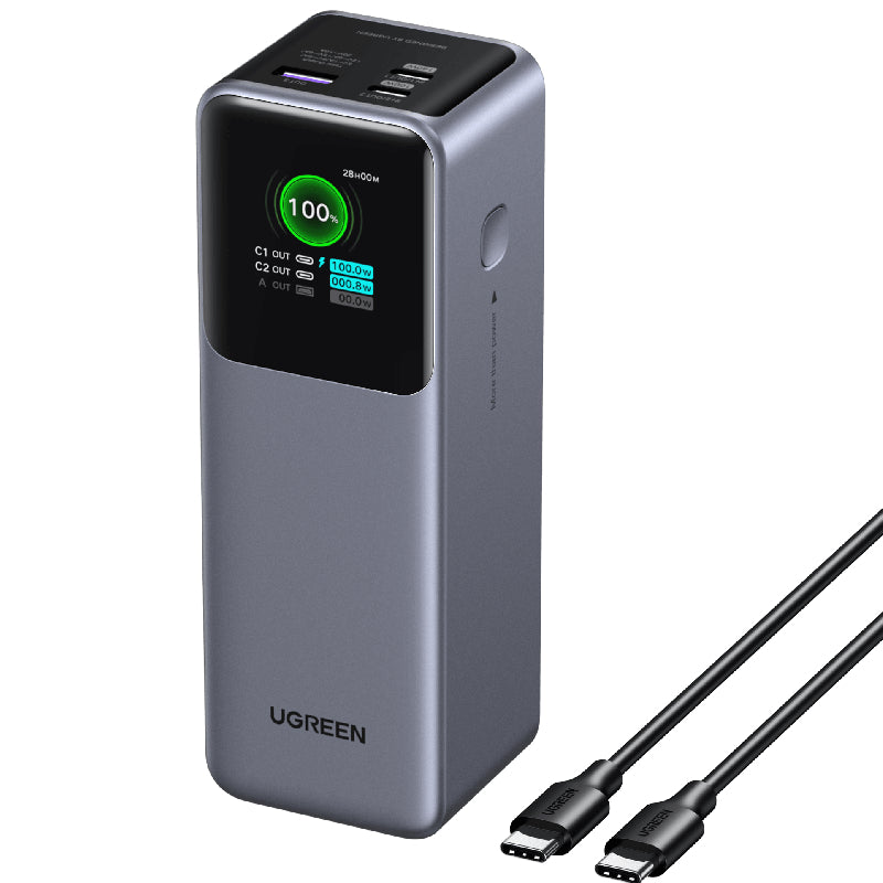 Ugreen Nexode Power Bank, 25000 mAh, 200W, 3 Port, P722 - Grey