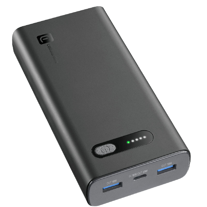 Cellularline Power Bank, 20000mAh, 20Watt - Black