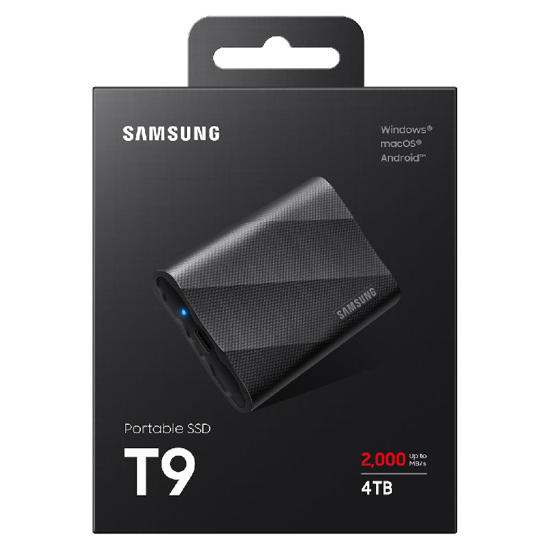 Samsung T9 Hard Disk Portable SSD, 4TB, PG4T0B/WW - Black