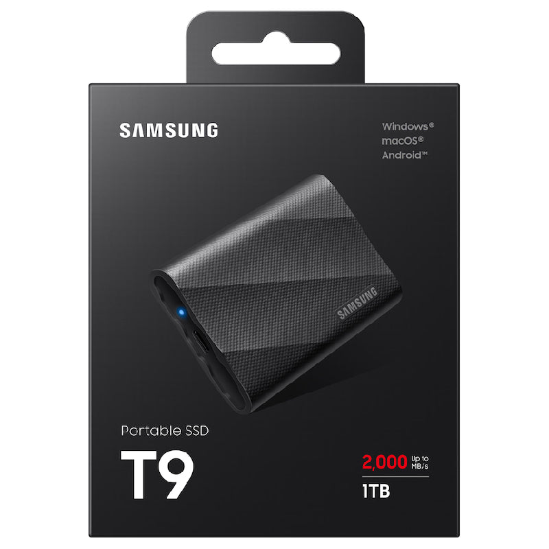 Samsung T9 Hard Disk Portable SSD, 1TB, PG1T0B/WW - Black
