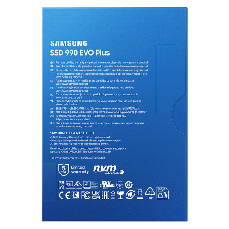 Samsung Evo 990 Plus Hard Disk SSD, 1TB, V9S1T0BW - Black
