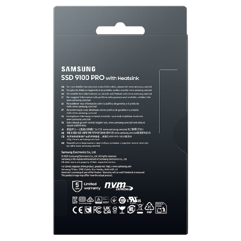 Samsung 9100 Pro Heatsink Hard Disk SSD, NVMe-M2, 2TB, VAP2T0CW - Black