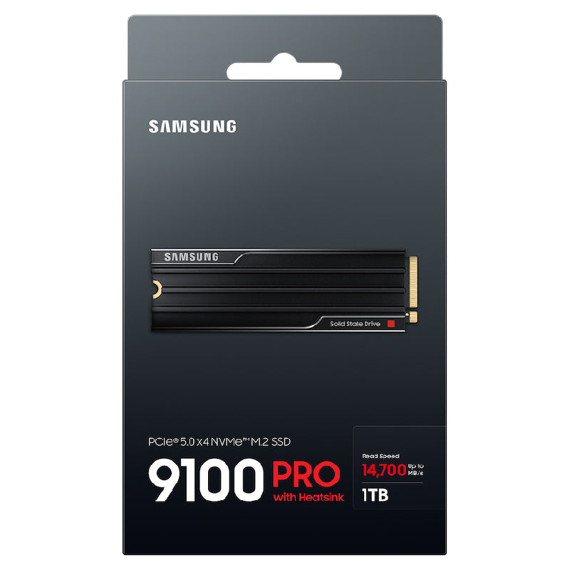 Samsung 9100 Pro Heatsink Hard Disk SSD, NVMe-M2, 1TB, VAP1T0CW - Black