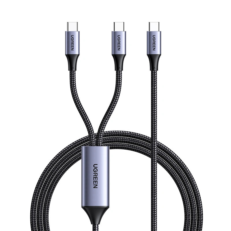 Ugreen US561 Cable 2-in-1 Type-C to Dual Type-C, PD 100W, 1.5M - Black