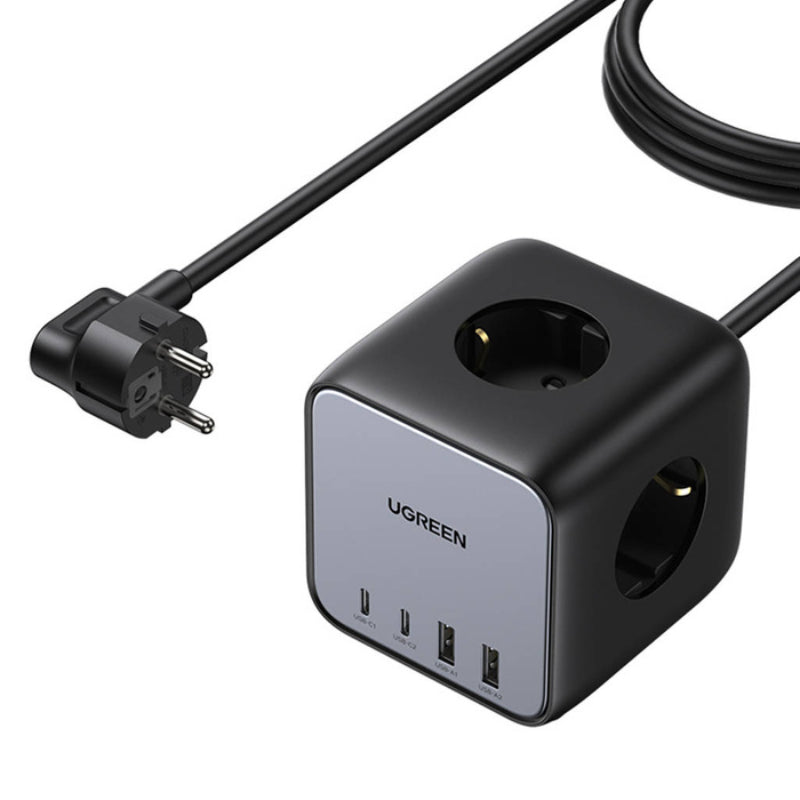 Ugreen 60113 CD268 Charger Power Strip, 65W, 1.8M, 5.9FT - Black