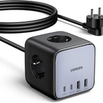 Ugreen 60113 CD268 Charger Power Strip, 65W, 1.8M, 5.9FT - Black