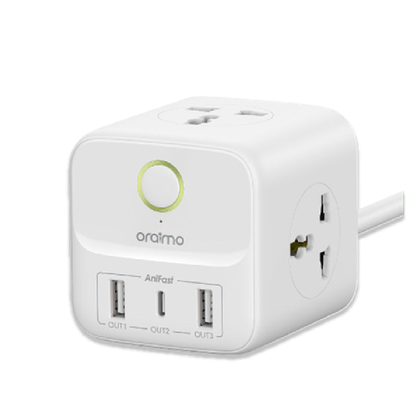 Oraimo PowerHub2 6-in-1 Power Cube, 1.5M, OWS-E342 - White
