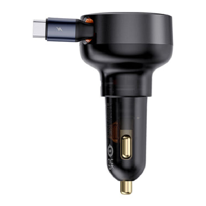 Baseus Enjoyment Pro Retractable USB-C Car Charger, 60Watt - Black
