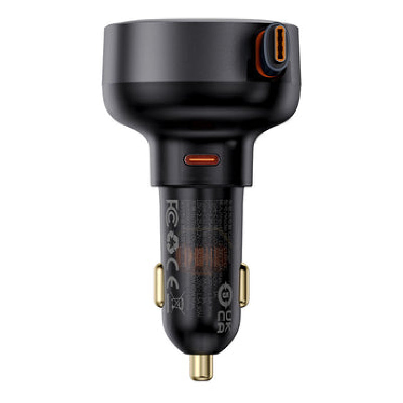 Baseus Enjoyment Pro Retractable USB-C Car Charger, 60Watt - Black