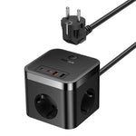 Baseus PowerCombo Cube Wall Power Strip With USB-C Hub, 30W, 1.5M - Black