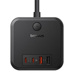 Baseus PowerCombo Cube Wall Power Strip With USB-C Hub, 30W, 1.5M - Black