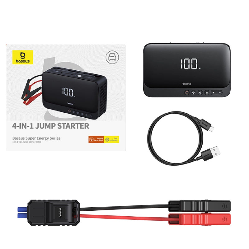 Baseus 4in1  Jump Starter, 600A With Flashlight, BS-CH013 - Black