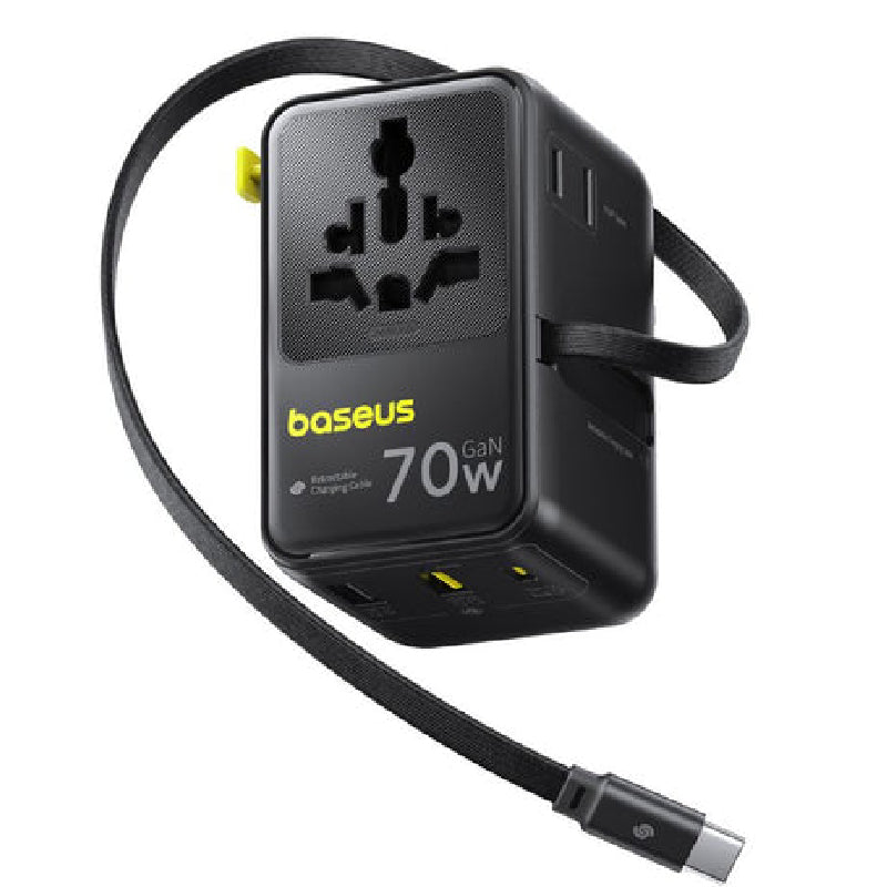 Baseus EnerCore CG11 Universal Travel Adapter With Retractable Cable Type-C - Black