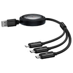 Baseus Free2Draw 3in1 Cable, USB To M+L+C, 100W, 1.1 m - Black