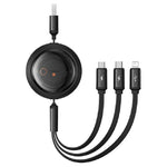 Baseus Free2Draw 3in1 Cable, USB To M+L+C, 100W, 1.1 m - Black
