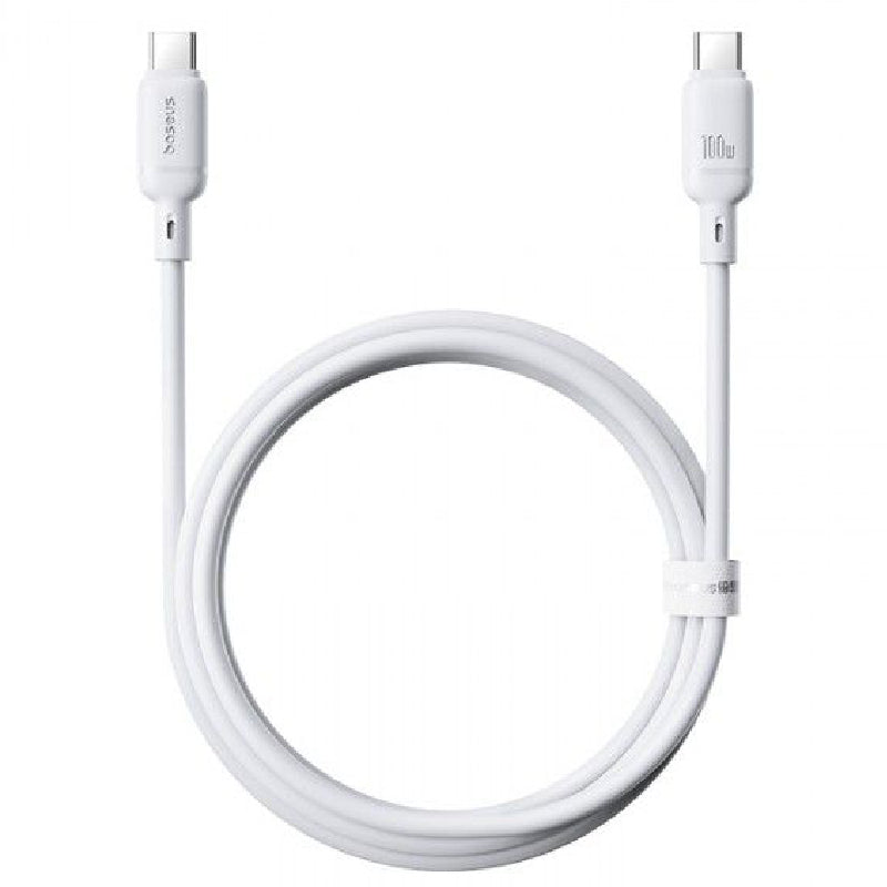 Baseus Silky Series Cable, Type-C To Type-C , 100Watt, 1M - White (2 Year Warranty)