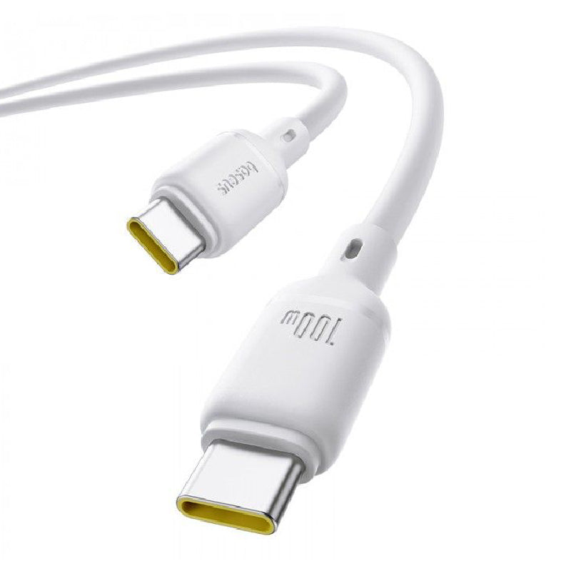 Baseus Silky Series Cable, Type-C To Type-C , 100Watt, 1M - White (2 Year Warranty)
