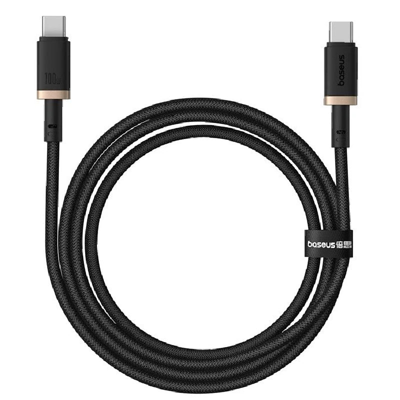 Baseus Dura Series Cable, Type-C To Type-C , 100Watt, 1M - Gold&Black (2 Year Warranty)