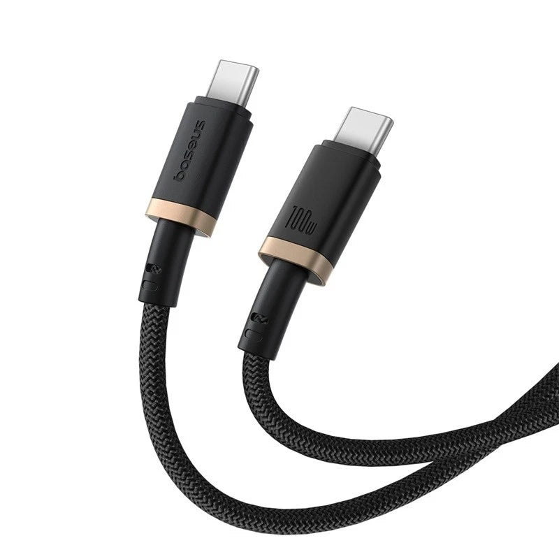 Baseus Dura Series Cable, Type-C To Type-C , 100Watt, 1M - Gold&Black (2 Year Warranty)