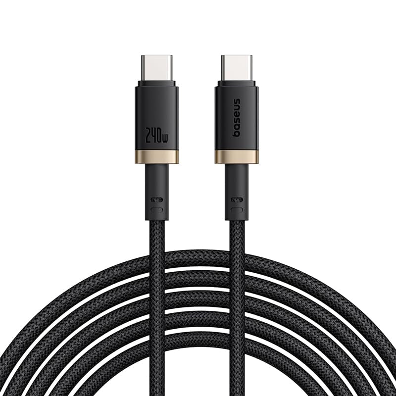 Baseus Dura Series Cable, Type-C To Type-C, 240Watt, 1M - Gold&Black (2 Year Warranty)