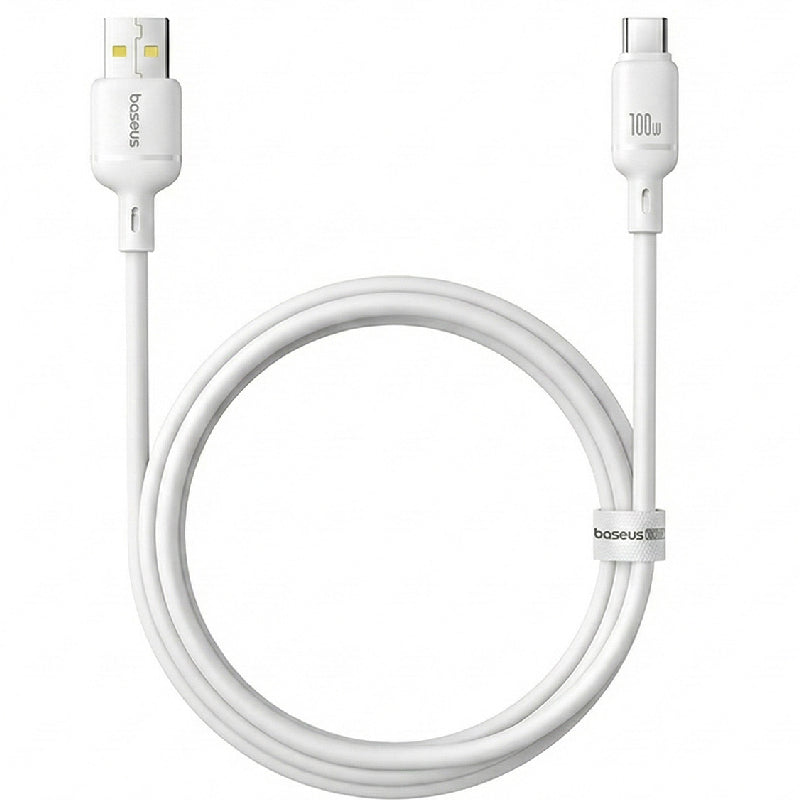 Baseus Silky Series Cable, USB-A To Type-C , 3A, 1M - White (2 Year Warranty)