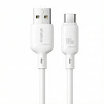 Baseus Silky Series Cable, USB-A To Type-C , 3A, 1M - White (2 Year Warranty)