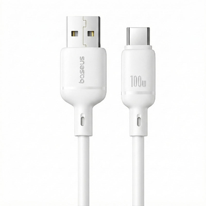 Baseus Silky Series Cable, USB-A To Type-C , 3A, 1M - White (2 Year Warranty)