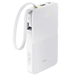 Baseus EnerFill Bipow2 Pro Power Bank 10000mAh, 22.5W Fast Charging, Built-in Cable, FC51 - White
