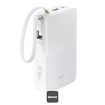 Baseus EnerFill Bipow2 Pro Power Bank 20000mAh, 22.5W Fast Charging, Built-in Cable, FC51 - White