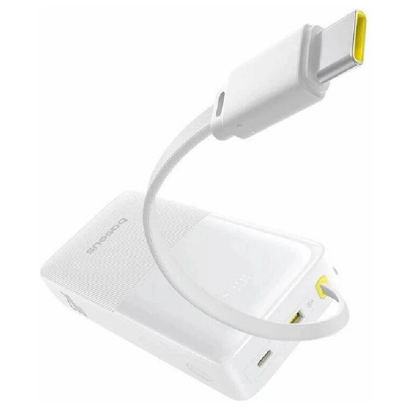 Baseus EnerFill Bipow2 Pro Power Bank 20000mAh, 22.5W Fast Charging, Built-in Cable, FC51 - White