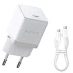 Baseus Palm Fast Charger 20W, With Type-C To Type-C Cable - White