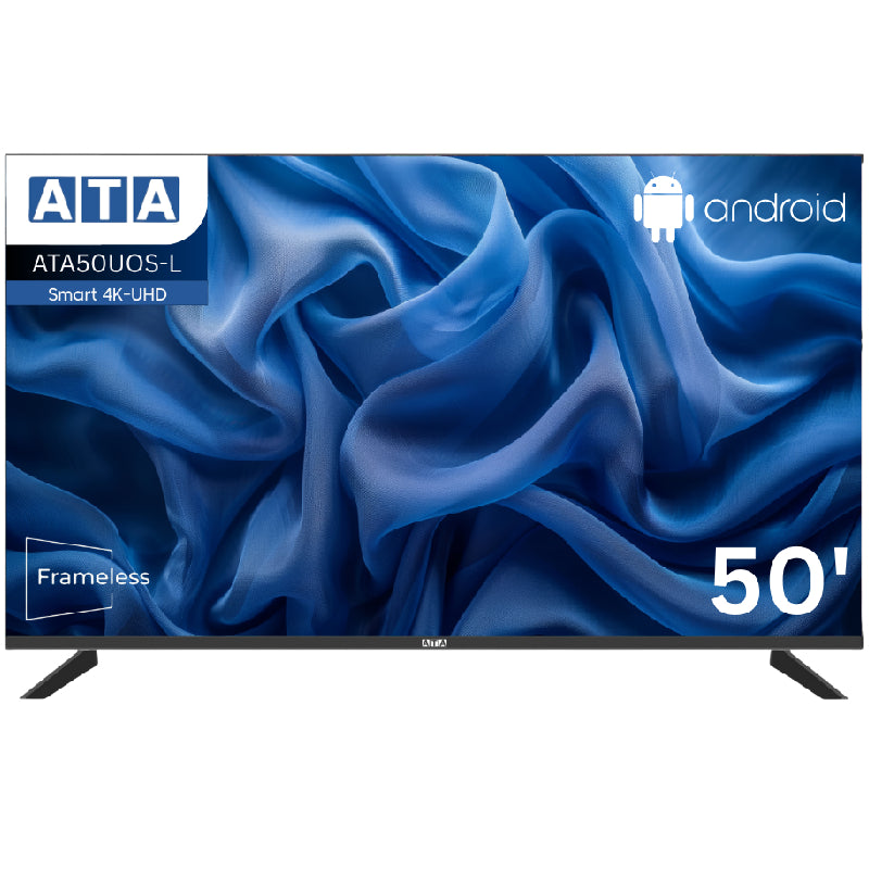 ATA Smart TV 50 Inch, Frameless, 4K UHD, ATA50ULS - Black