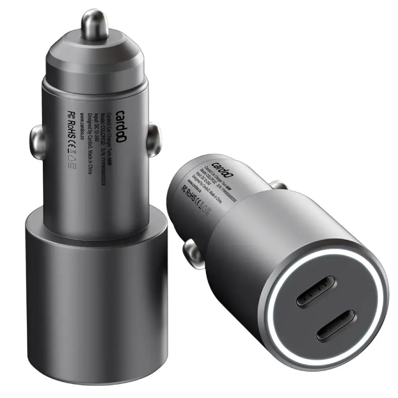 CardoO Dual USB-C Ports Car Charger, 60 Watt, CGLCPC02S - Silver