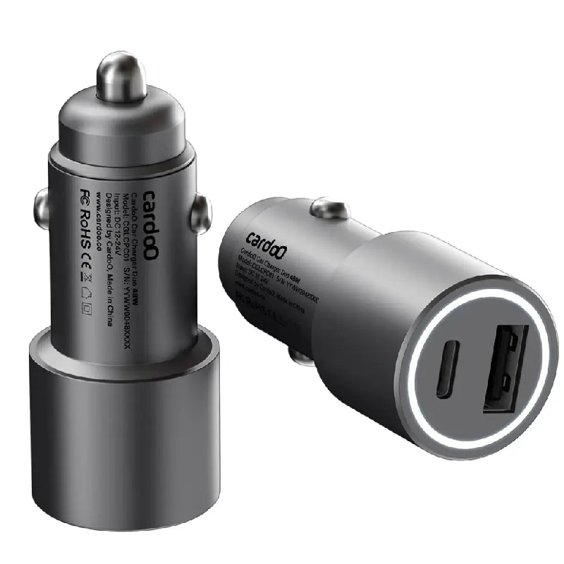 CardoO 1× USB-C&1× USB-A Ports Car Charger, 48 Watt, CGLCPC01S - Silver