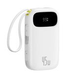 Baseus EnerFill FC31 Digital Display Power Bank With 2 Built-in USB-C Cables 10000mAh, 45W - White