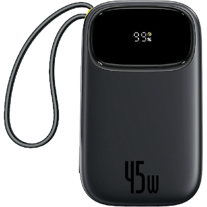 Baseus EnerFill FC31 Digital Display Power Bank With 2 Built-in USB-C Cables 10000mAh, 45W - Black