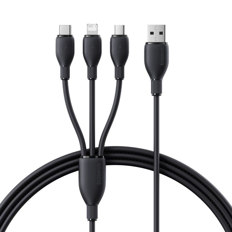Baseus Ultra-Fast 3in1 Fast Charging Cable USB-A to M+L+C, 3.5A, 0.8m - Black