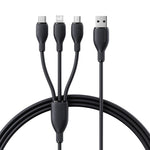 Baseus Ultra-Fast 3in1 Fast Charging Cable USB-A to M+L+C, 3.5A, 0.8m - Black