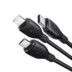Baseus Ultra-Fast 3in1 Fast Charging Cable USB-A to M+L+C, 3.5A, 0.8m - Black