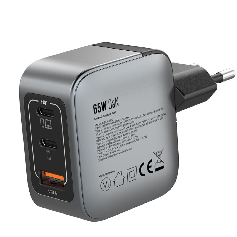 CardoO Charger USB&2USB-C, 65W, CGLAEU02B - Black