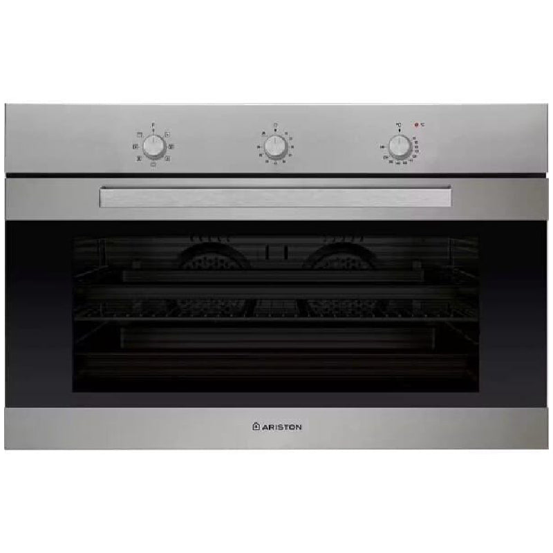 Ariston Gas Built-In Oven With Gas Grill, 90 cm, 105 Liter, GGSM53IXA30 - Silver&Black