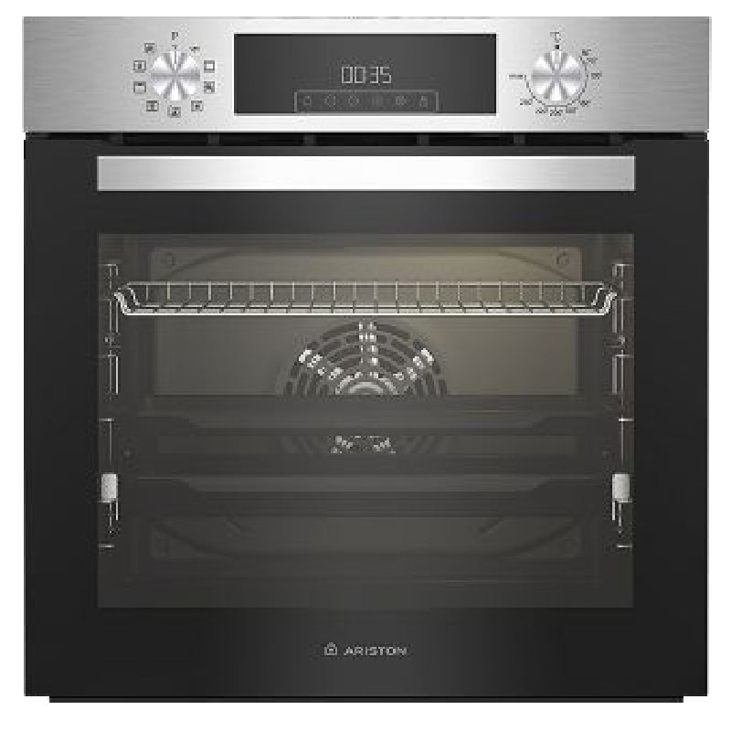 Ariston Digital Built-In Electric Oven, 60 cm, 72 Liter, AROE 6R253H XNA - Silver&Black
